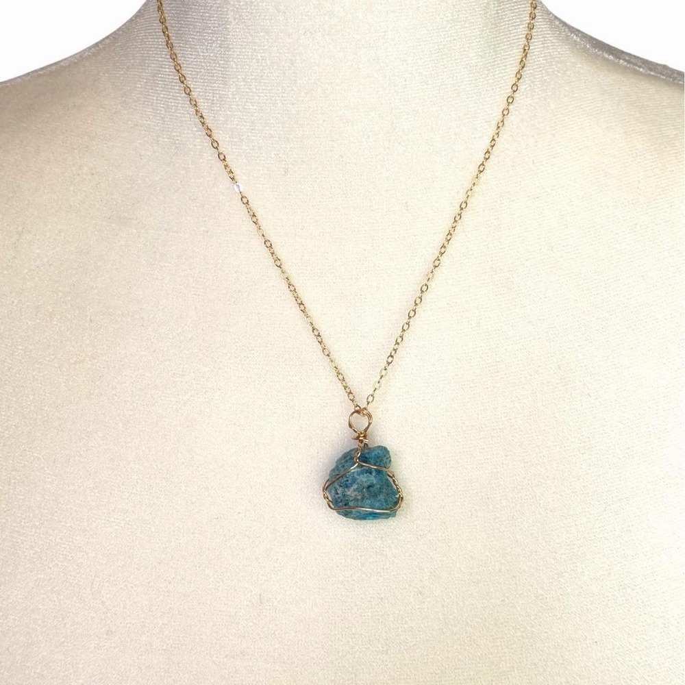 Beautiful Handmade Light Emerald  Crystal Pendant  - Gold Plated Stainless Chain